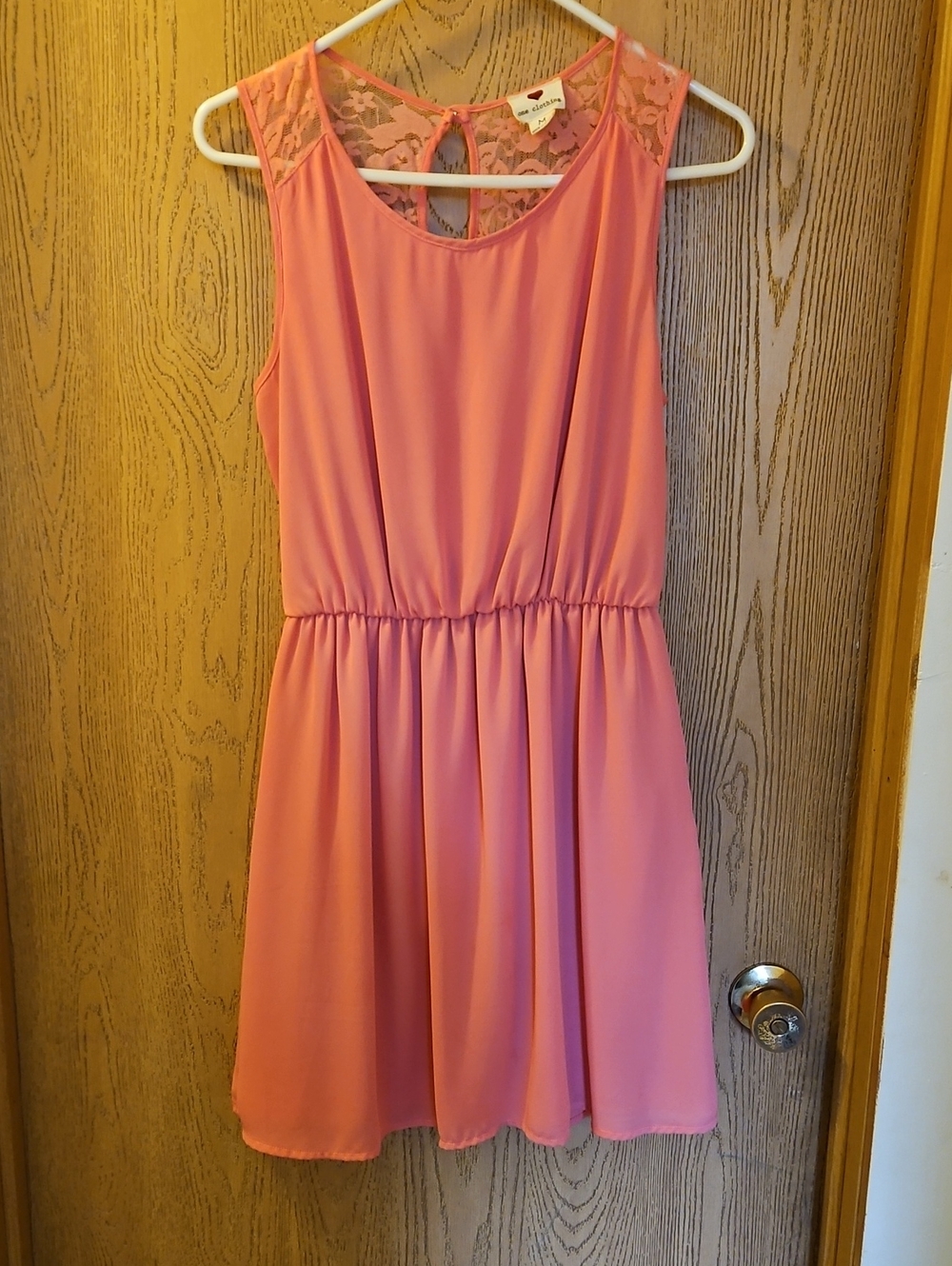 Pink Lace Yoke Sleeveless Mini Dress